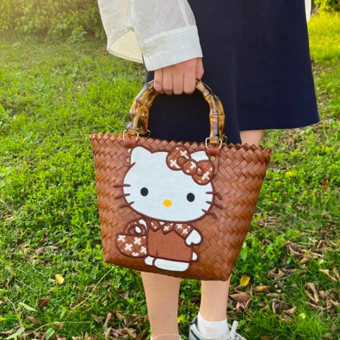 Wholesale Cute Cartoon Rags Woven Bag Imitation Straw Woven Bag Seaside Shoulder Handbag