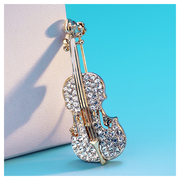 Wholesale Violin Brooch Rhinestone Brooch,  Elegant Oil-Dropping Corsage