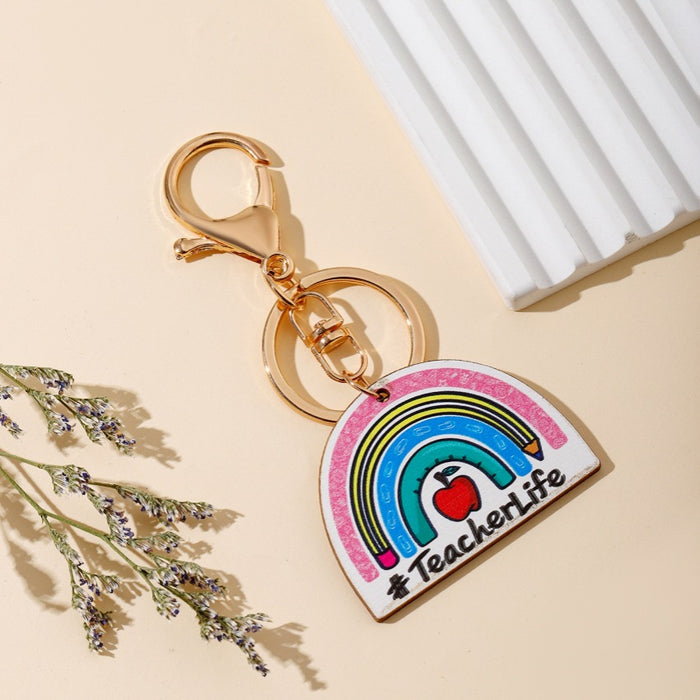 Wholesale Graduation Season TEACHER Wooden Sign Keychain JDC-KC-WoD004