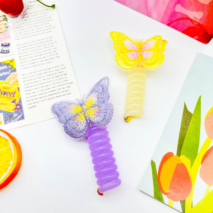 Wholesale Cute Butterfly Polyurethane Phone Cord Children's Hair Tie JDC-HS-Yiyan003