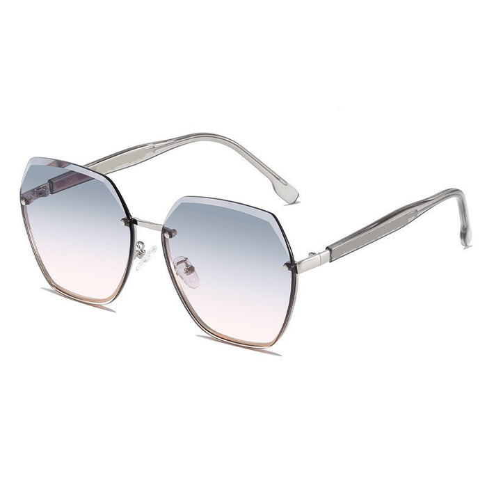 Wholesale Polygonal sunglasses frameless sunglasses, high-end large frame style, slimming effect
