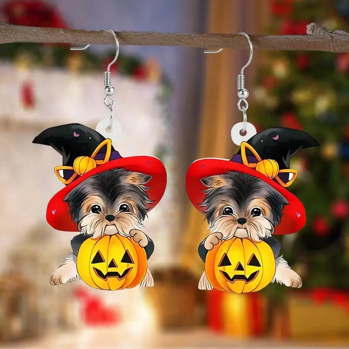 Wholesale Acrylic Black Cat Pumpkin Halloween Earrings JDC-ES-WenT025