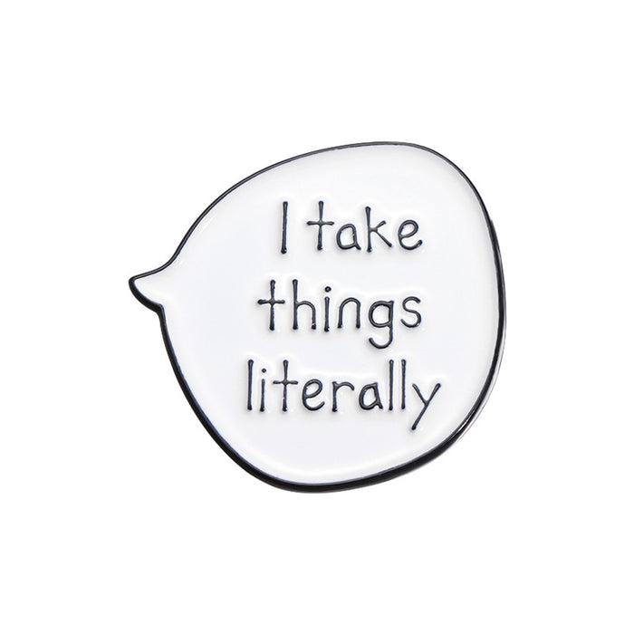 Wholesale White Zinc Alloy Funny English Text Brooch Pin Enamel Badge Stylish Fashion Resale Accessory