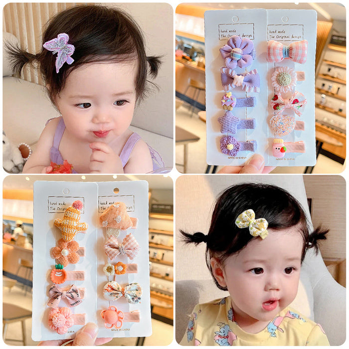 Wholesale Baby hairpins,  children' s hairpins,  cute bowknot fabric clips,  small size,  no hair damage