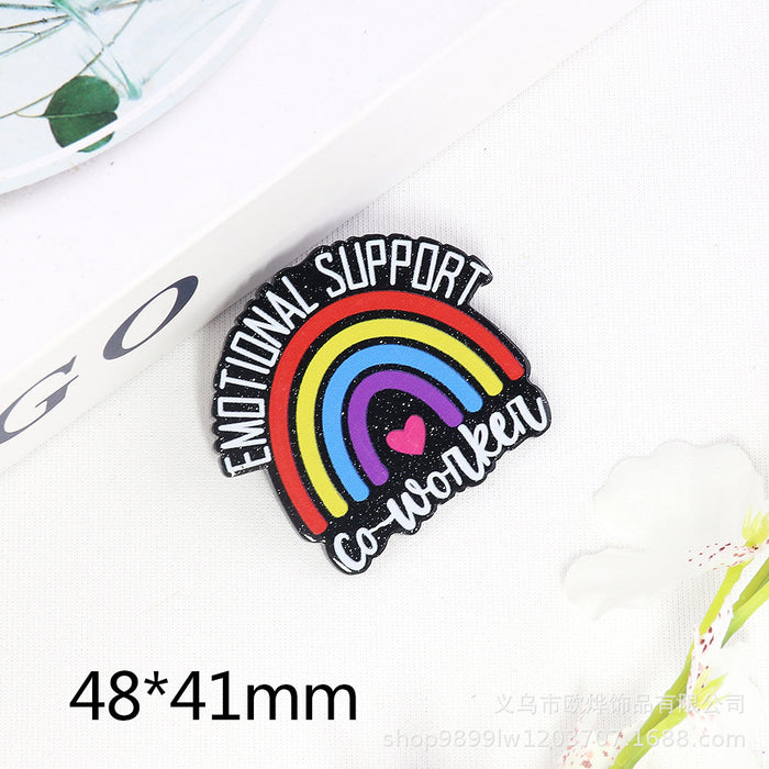 Wholesale Cartoon Rainbow Love Beverage Acrylic Pin DIY Patch Accessories JDC-FK-OuYie008