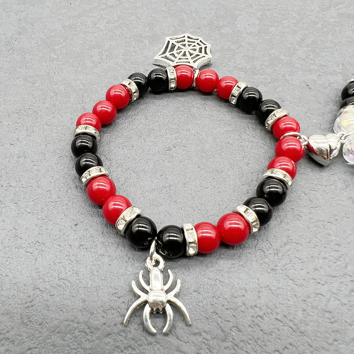 Wholesale  Couple Bracelet Red and Black Beaded Bracelet  Pendant Holiday Gift