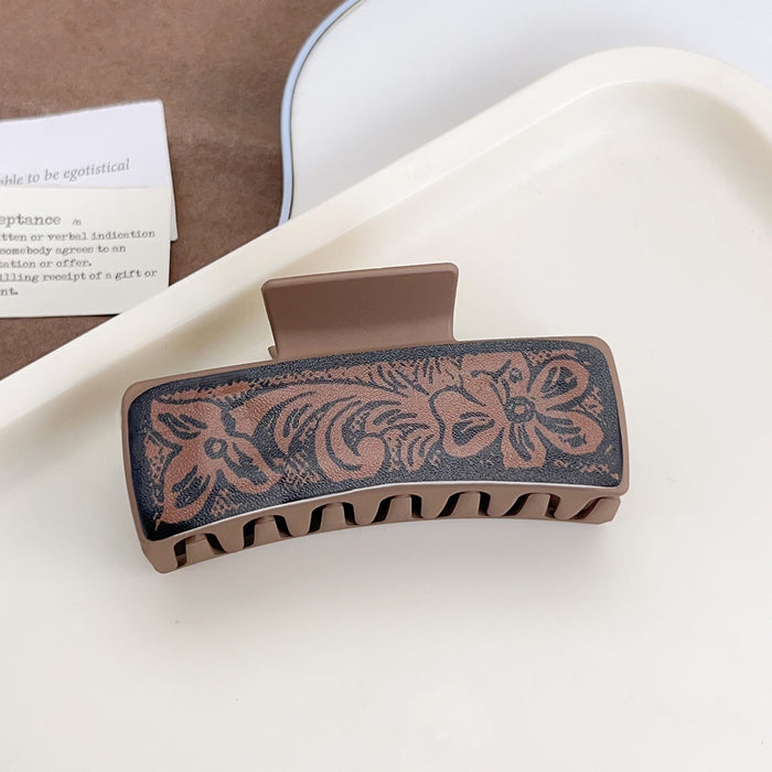 Wholesale Western Cowboy Style Retro Playing Card Hair Accessories Hairpin Leather Printed Shark Clip Grabber