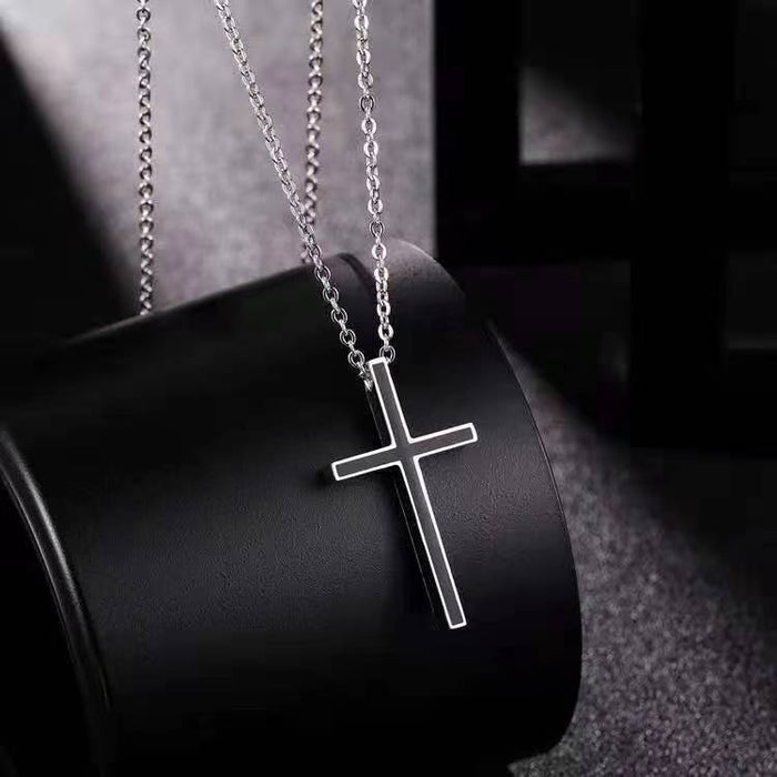 Wholesale New Titanium Cross Necklace, Couple Style, Stainless Steel Pendant, Sweater Chain Accessory