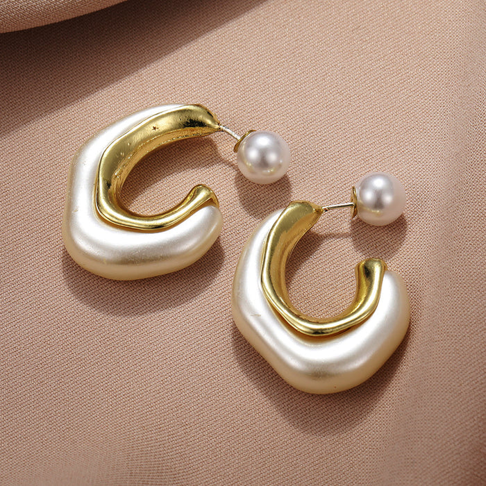 Wholesale Irregular Shaped Pearl C-shaped Earrings JDC-ES-HaoZ007