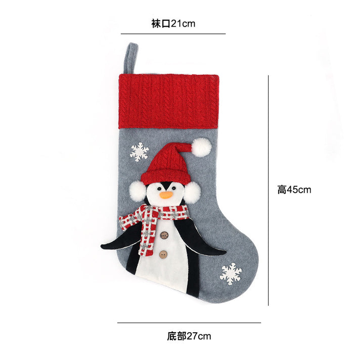 Wholesale Christmas Socks Children' s Gift Bag Pink Cartoon Roof Old Man Candy Gift Decoration Supplies Christmas Tree