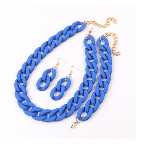 Wholesale Acrylic Rubber Feel Paint Versatile Necklace Earrings Set JDC-ES-ChouD012