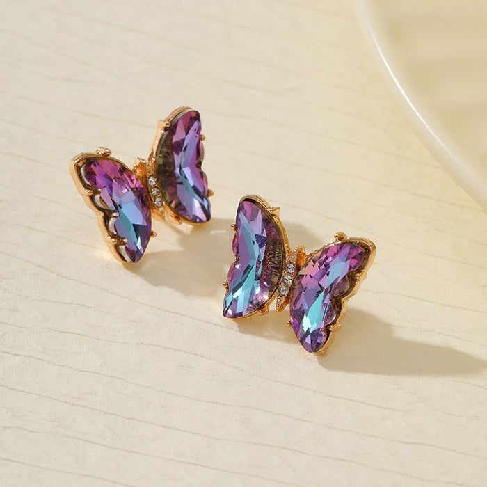 Wholesale Trendy Butterfly Jewelry Set Earrings Necklace Ring Alloy Fashion Accessory