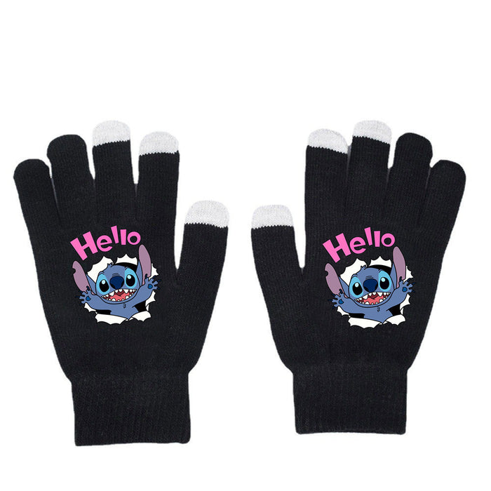 Wholesale Solid Color Printed Black Knitted Gloves JDC-GS-WuDuomei001