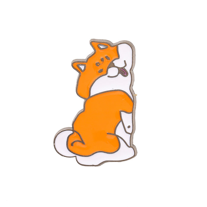 Wholesale Electroplated Metal Shiba Inu Brooch Cute Cartoon Dog Pin For Students Couples Everyday Accessory