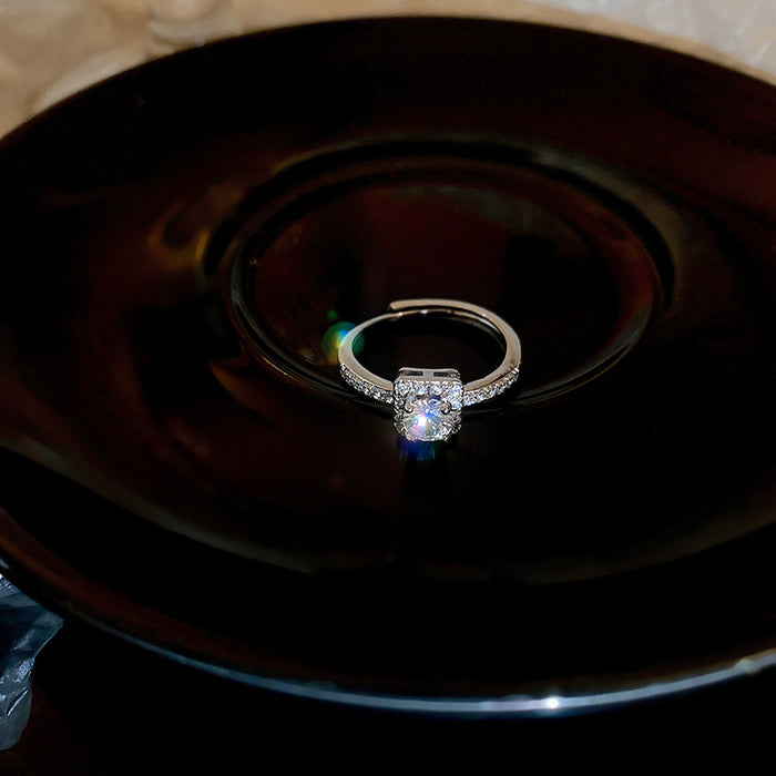 Wholesale Zircon diamond geometric love open ring sweet niche fresh index finger ring fashion high-end jewelry