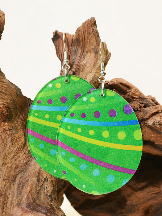 Wholesale Easter Egg Graffiti Painted Acrylic Earrings JDC-ES-ChenC011