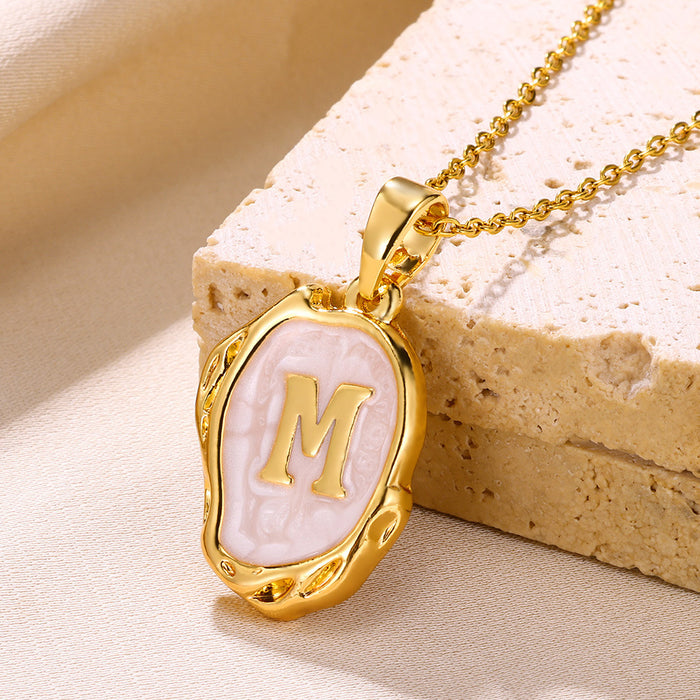 Wholesale Capital Initial Oil Drop Pendant Necklace Fashion Simple Three-dimensional