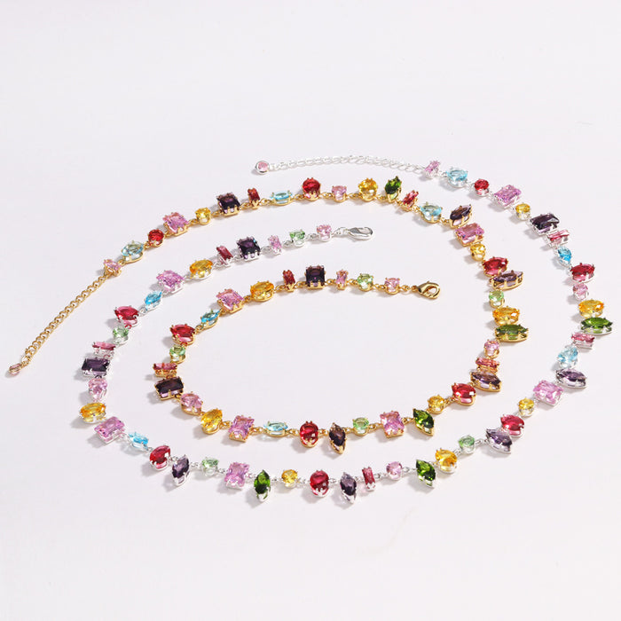 Wholesale bracelet zircon colorful fashion claw necklace women' s rectangular gold bracelet