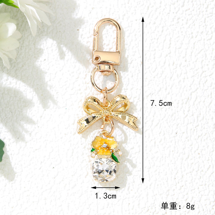 Wholesale Alloy Pearl Flower Keychain Bag Charm - Korean Style Jewelry Accessory for Women