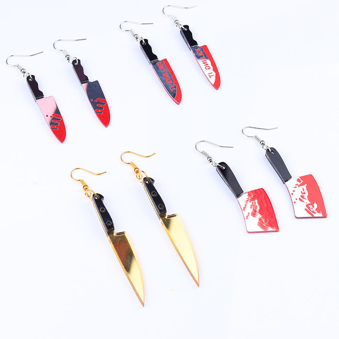 Wholesale Kitchen Knife  Mirror Acrylic Earrings  Ear Hooks  Gold and Silver Earrings