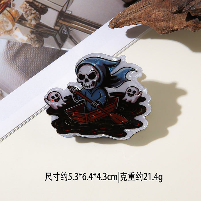 Wholesale Halloween imitation acetate  funny dark style shark clip personality creative pumpkin hairpin ghost clip