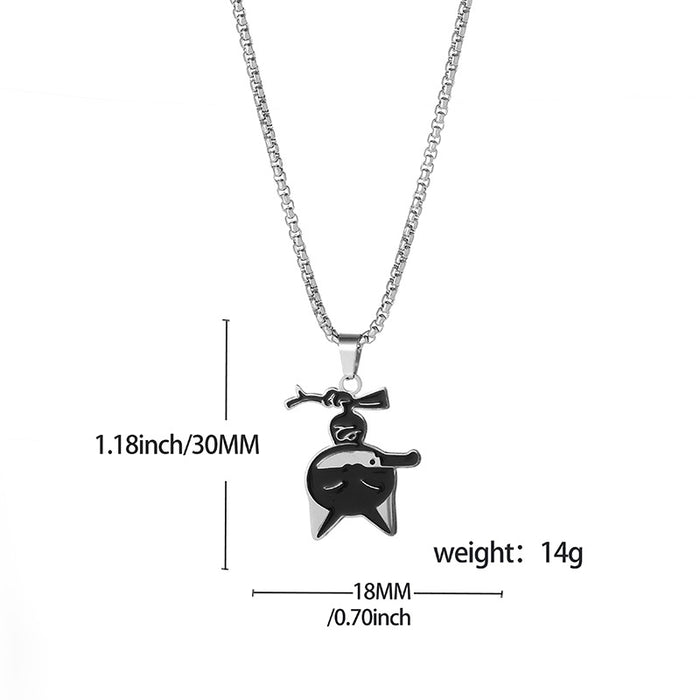 Wholesale  Stainless Steel Black Oil Dripping Knife Cat Necklace