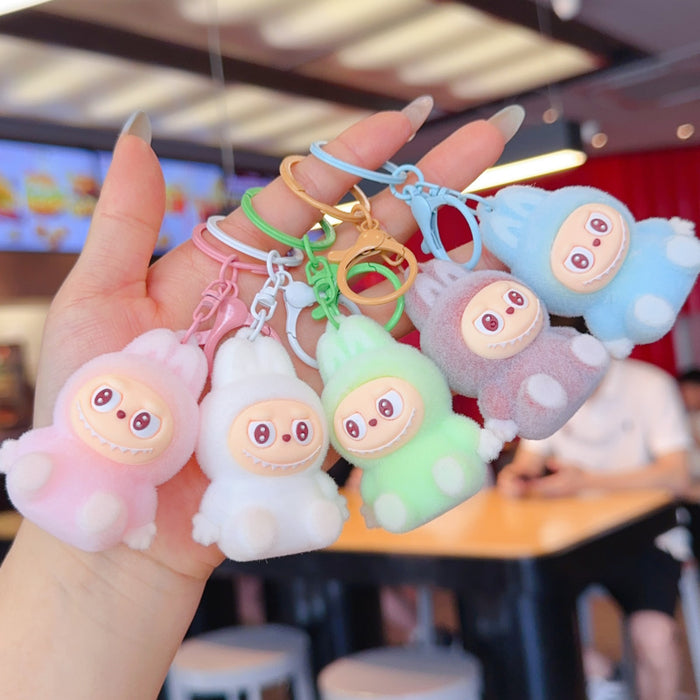 Wholesale 3D flocked cute cartoon keychain