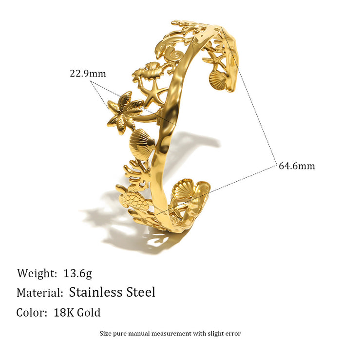 Wholesale Gold-Plated Stainless Steel Bracelet with Marine Elements