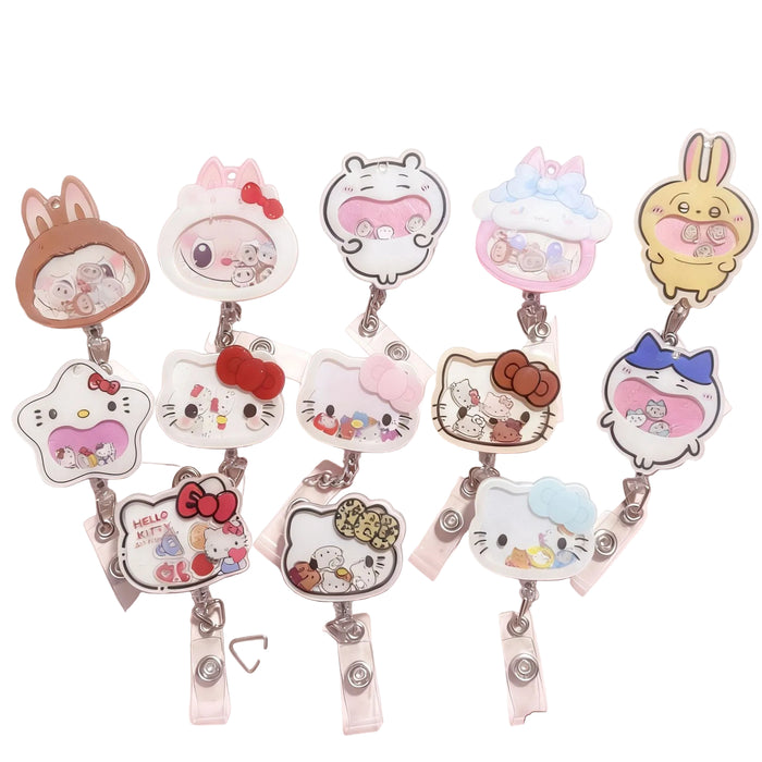 Wholesale Cartoon Retractable Buckle Student ID Card Holder Badge Reels Keychains