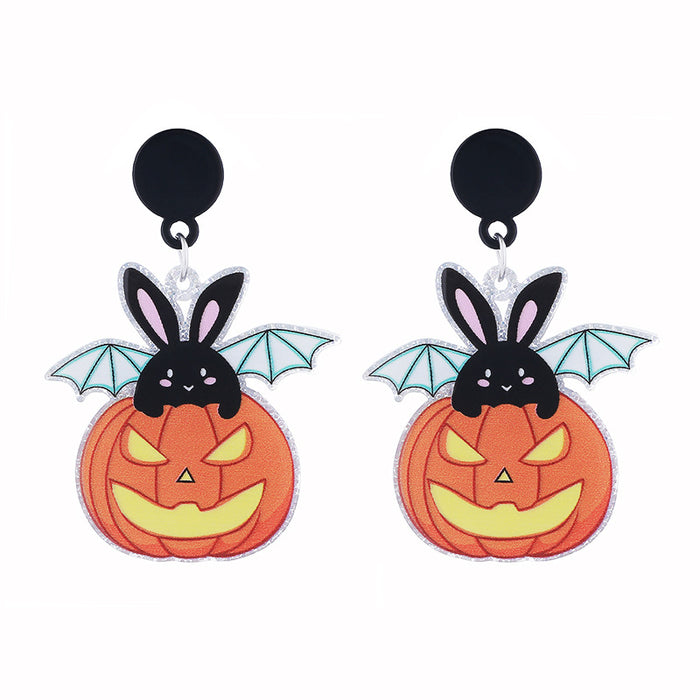 Wholesale  Series Acrylic Earrings Ghost Pumpkin Cartoon Bat Pumpkin Earrings