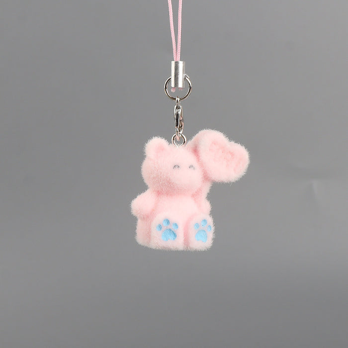 Wholesale Cartoon Flocked Heart-Bear Keychain