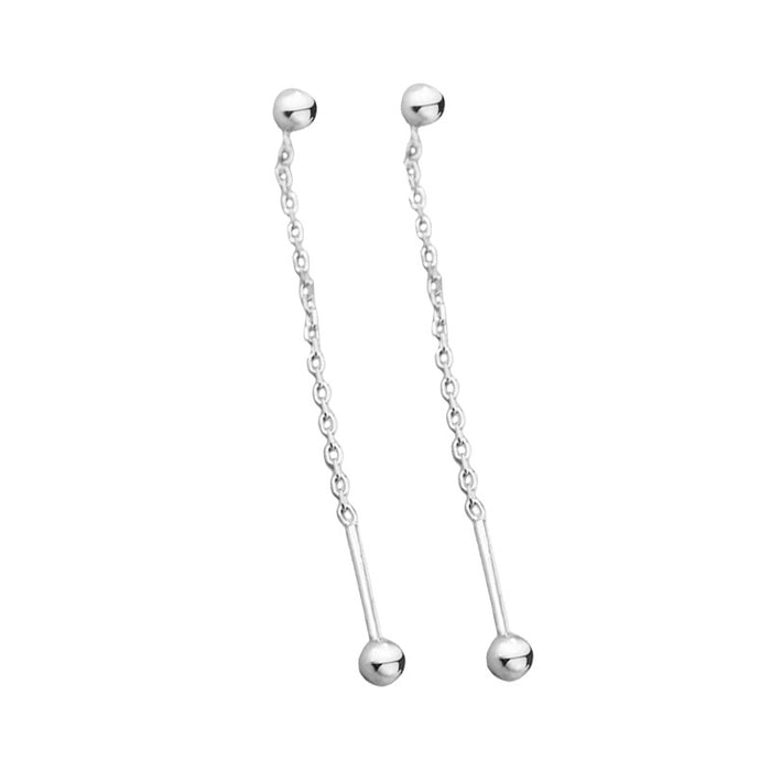 Wholesale Geometric double headed bead earrings with extremely simple and long chain tassel design