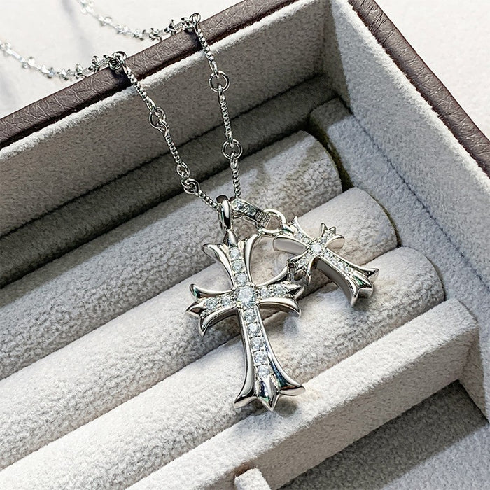 Wholesale Necklace with diamonds, cross pendant, vintage necklace accessory