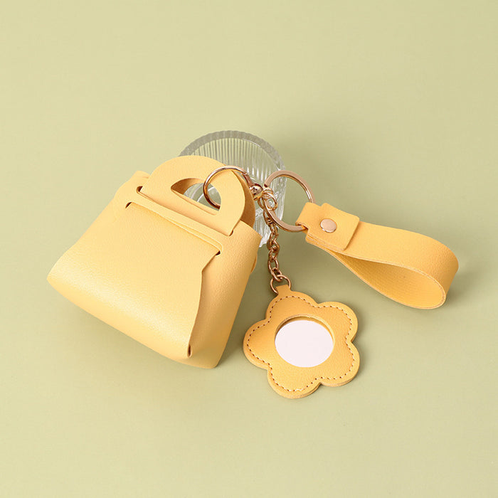 Wholesale Chic PU Wallet Keychain Bag Charm with Mirror Pink Gift for Women