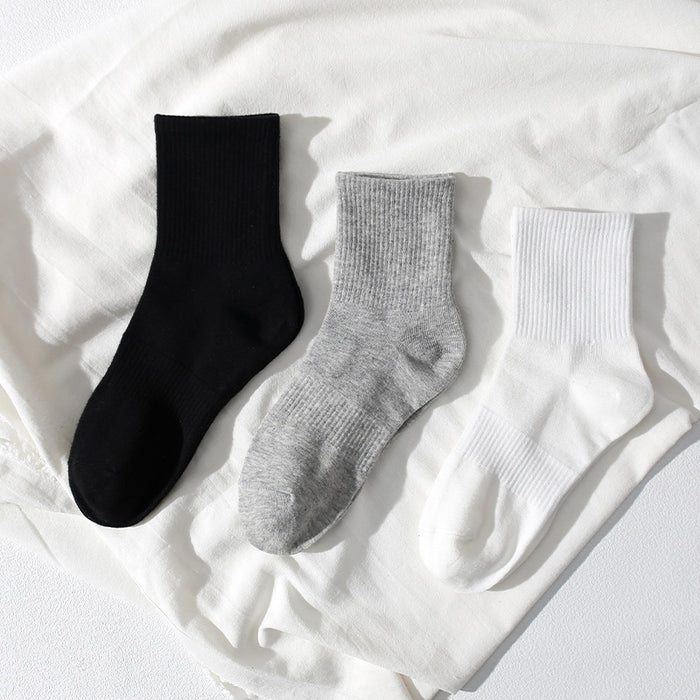 Wholesale Mid length solid color cotton socks versatile basketball sports shallow mouth design short socks
