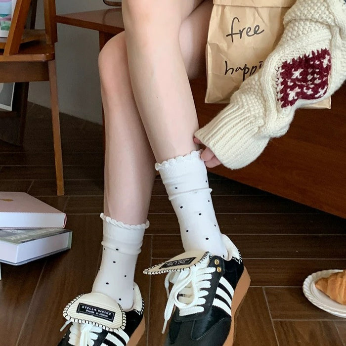 Wholesale Socks, mid tube socks, sweat absorbing pile socks, versatile polka dot cotton mid tube socks