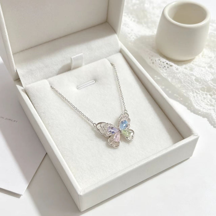 Wholesale Colorful Butterfly Gold-Plated Copper Clavicle Necklace Trendy Fashion Accessory