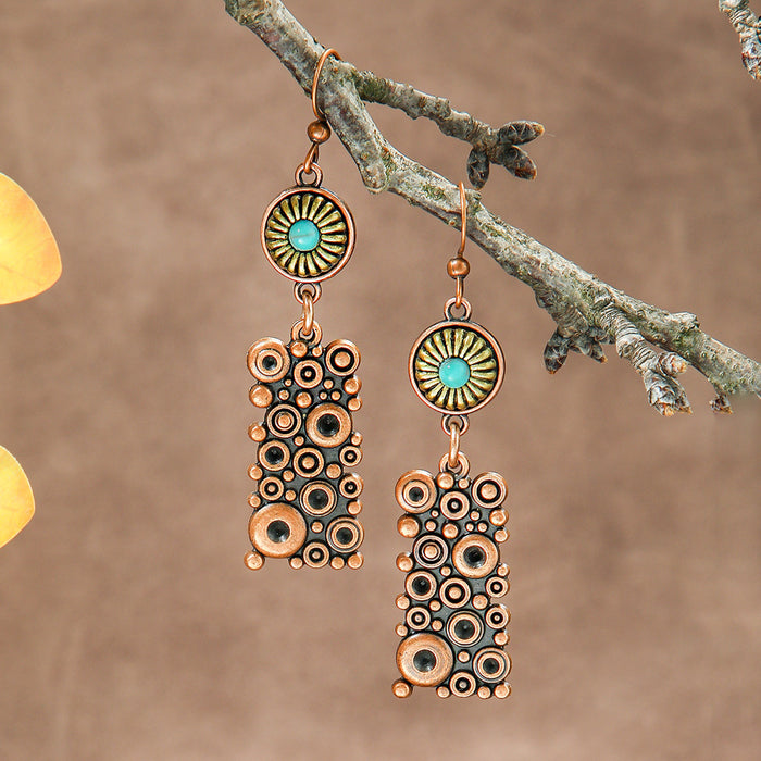 Wholesale Bohemian Geometric Irregular Leaf Metal Earrings Fashion Accessory MOQ≥2