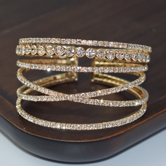 Wholesale Wire Bracelet Jewelry Full Diamond Cross Hand Jewelry Claw Chain Open Bracelet