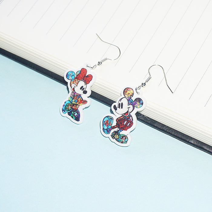 Wholesale Cute cartoon asymmetrical earrings acrylic earrings pendant jewelry