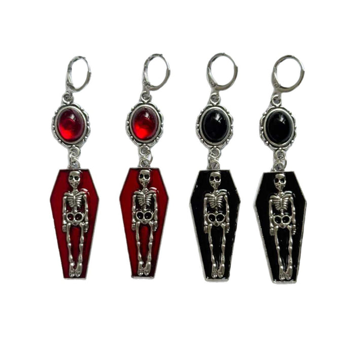Wholesale Punk Gothic  Coffin Skull Earrings 304 Stainless Steel Electroplated Trendy Jewelry Accessory Boutique Resale