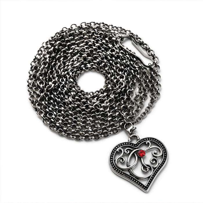 Wholesale Gothic Vintage Heart Pendant Long Chain Necklace Alloy Electroplated Red Women S Layering Jewelry Gift