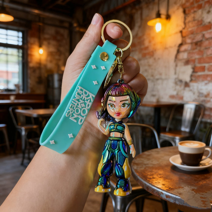 Wholesale KPOP Cute Cartoon Electroplated Silicone Keychain