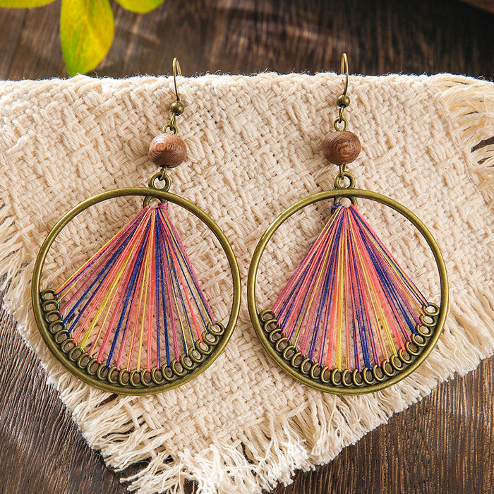 Wholesale 2pcs Bohemian ethnic style colorful large earrings