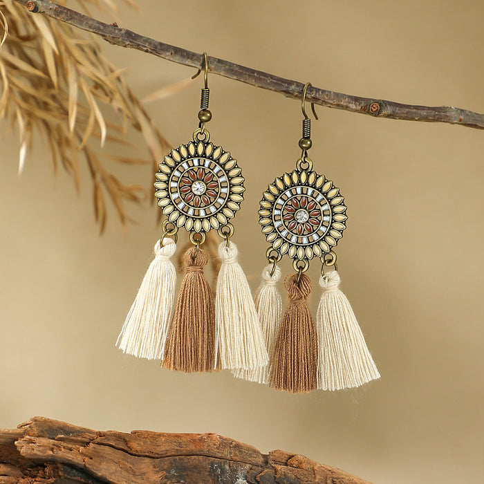Wholesale Zinc Alloy Bohemian Tassel Earrings - Trendy Fashion Jewelry