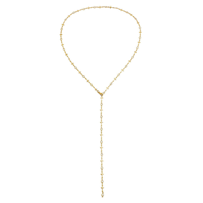 Wholesale Colorful Y-shaped daisy chain necklace with three-dimensional metal copper collarbone chain for accessories