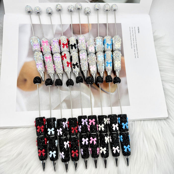 Wholesale Rhinestone Bow Beaded Pen – DIY Creative Ballpoint Pen for Office,  minimum quantity: 2