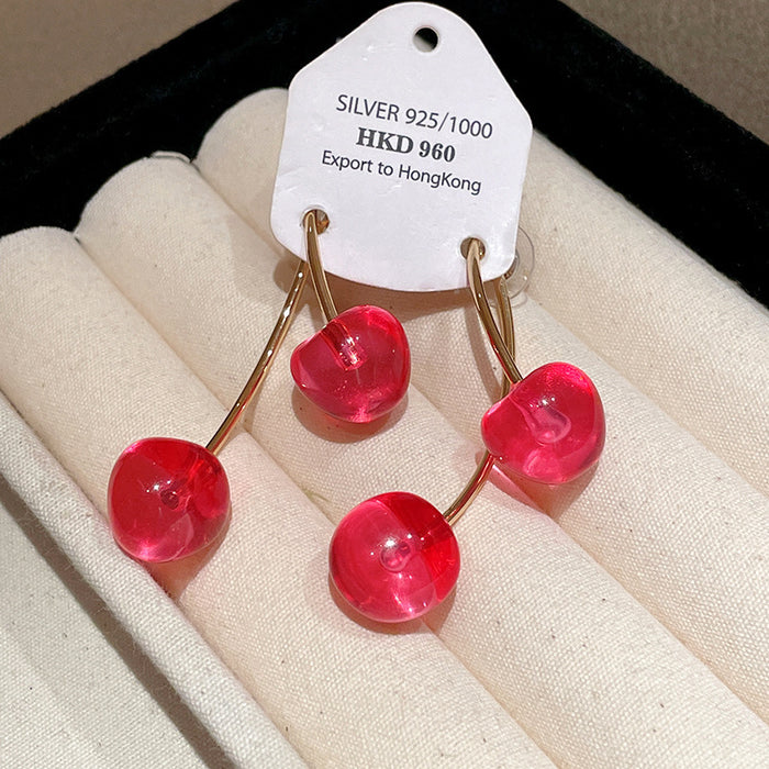 Wholesale Alloy Cherry Earrings Cute Design Fashion Jewelry Accessory