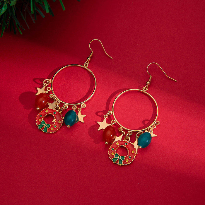 Wholesale Alloy Electroplated Christmas Bell Earrings Geometric Design Party Wear Gift MOQ≥2