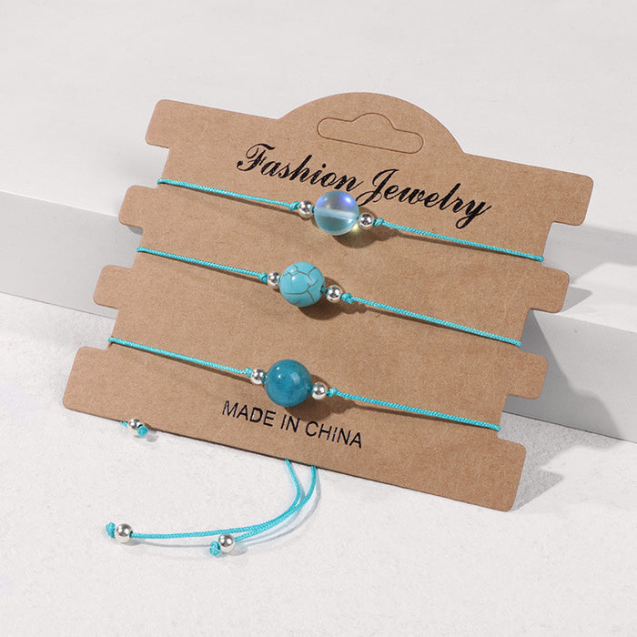 Wholesale Handmade Braided Rope Agate Stone Couple Bracelet Geometric Chic Gift For Everyday Wear Fashion Accessory